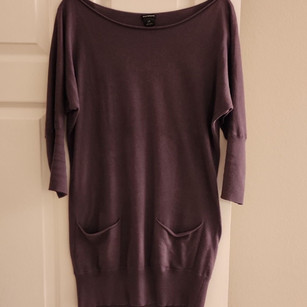Club Monaco Dusty Purple Knit Tunic W/Front Pockets and 3/4 Length Sleeve